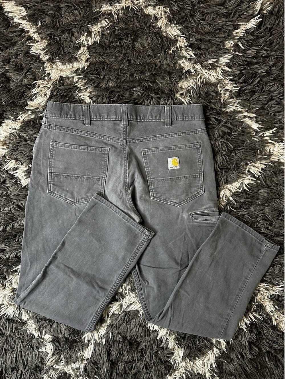 Carhartt Canvas Work Pants Carpenter Dungaree Relaxed Fit Grey Mens 34x30
